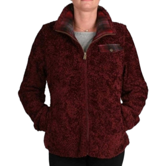 NWT Pendelton Fuzzy Sherpa Jacket Full Zip High Pile Fleece Burgundy Win… - Picture 1 of 3